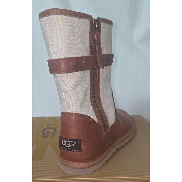 UGG Rosalie Chestnut canvas / Leather Boots Women's Size US 9 NEW 1004161 - Picture 5 of 11